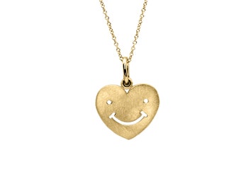 Mini 14K Gold Beaming Heart || Gold Necklace || Minimalist Style || Heart Jewelry