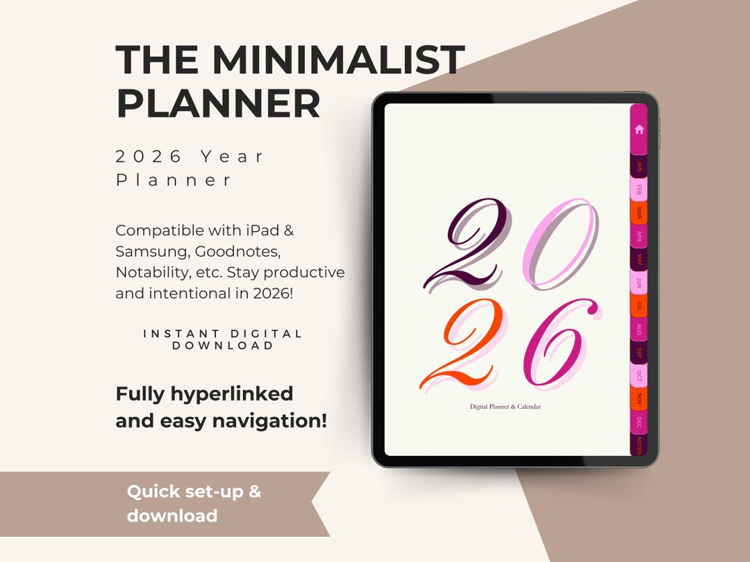 2026 Digital Planner – Hyperlinked | Minimalist Productivity Planner ...
