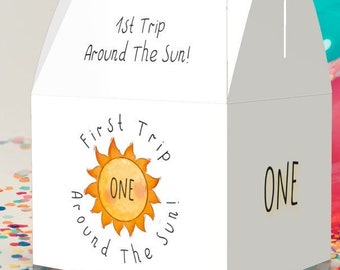 First Trip Around The Sun Favor Boxes, Space Birthday Party