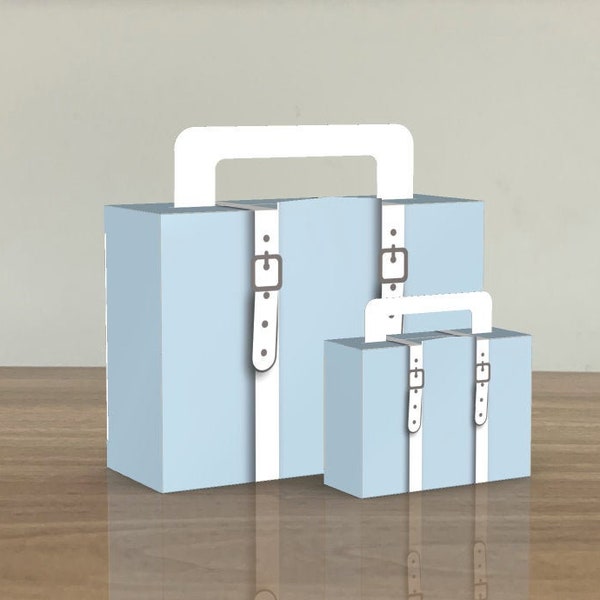 Blue Luggage, Baby Shower, Birthday,  Favor box