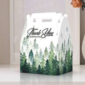 Pine Trees, Forest, Watercolor, Birthdays, Weddings, Baptisms favor boxes