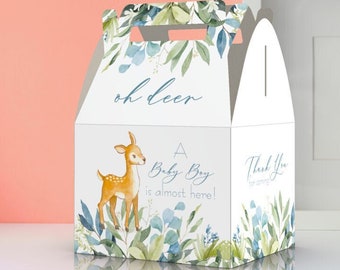 OH DEER, Baby Deer, Baby Shower, Pink and Blue Version, Greenery favor boxes