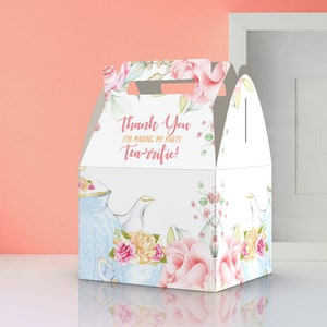 Tea Party, Tea-rrific, Watercolor tea party, Baby Shower, First Birthday, Birthday Party Favor Box