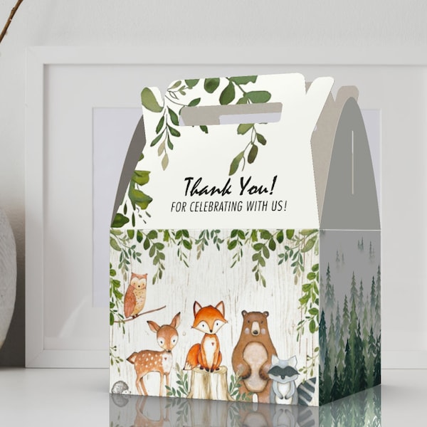 Woodland Animals, Baby Shower, Birthday, Critters, Forest favor boxes