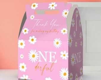 Onederful, Daisies, Pastel, Flower, Birthday, 1st Birthday Party Favor Box