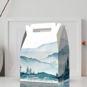 Mountains, Scenery, Watercolor, Birthdays, Weddings, Baptisms favor boxes