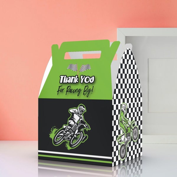 Motorcross Birthday Favor Box, Race Car Theme