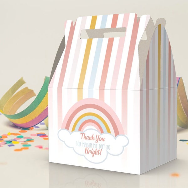 Rainbow, Blue Pastel, Pink Pastel, Clouds, Pastel rainbow party favor box