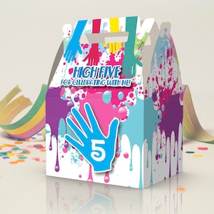 High 5, High Five, 5th birthday, Paint, Splash Party Favor Box