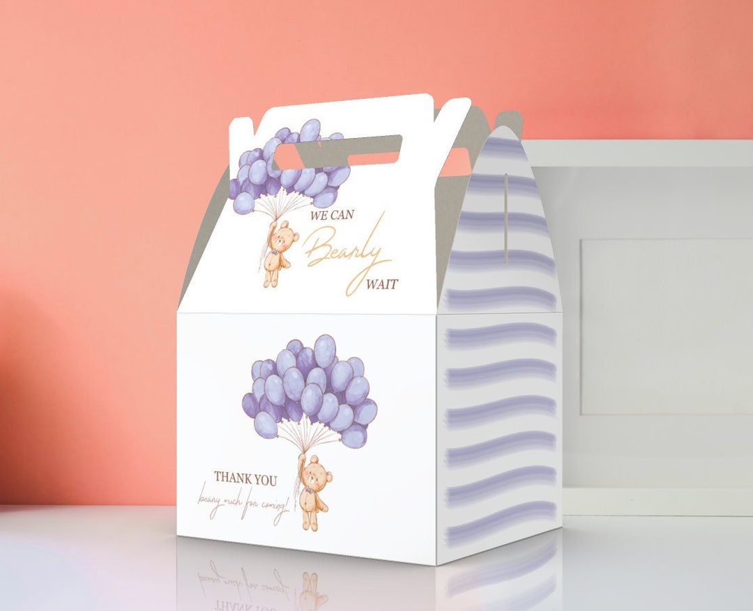 Lavender Teddy Bear Baby Shower Favor Box - Etsy