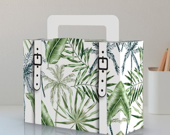 Palm Trees, Jungle, Greenery, Foliage, Safari, Aloha, Traveling, Luggage, Baby Shower, Birthday Favor box