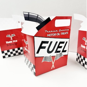 Caja de regalo con forma de lata de gasolina para coche de carreras, cajas de regalo para fiestas de carreras