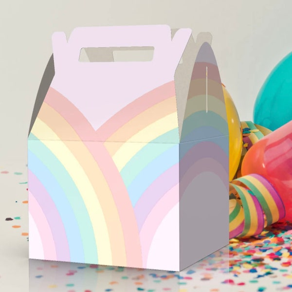 Rainbow, Pink Pastel, Pastel rainbow party favor box