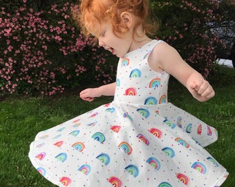 Rainbow Dress Girls Rainbow Twirl Dress Party Dress Etsy