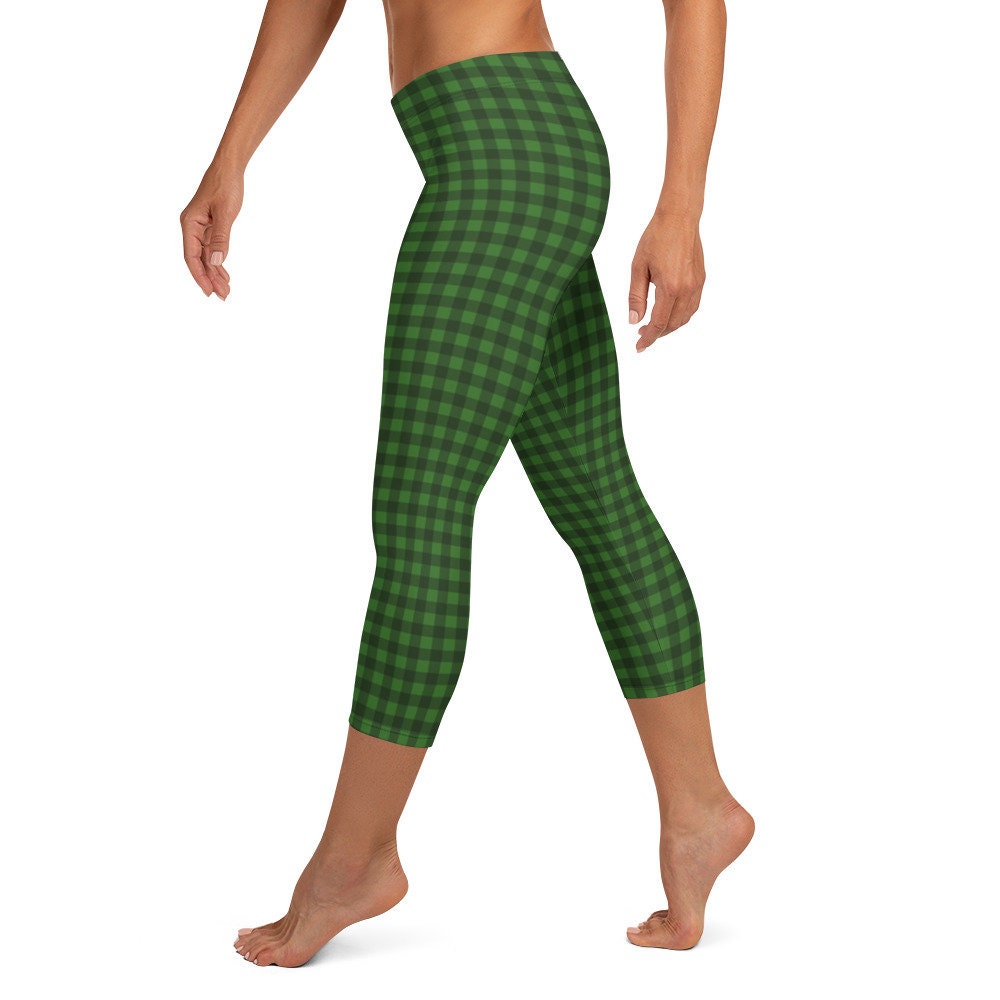 Green Plaid Capri Leggings 