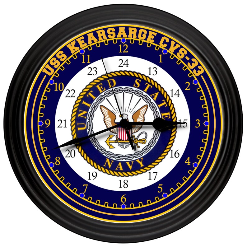 U.S. Navy Naval 24 Hour Customized Wall Clock Military United Etsy