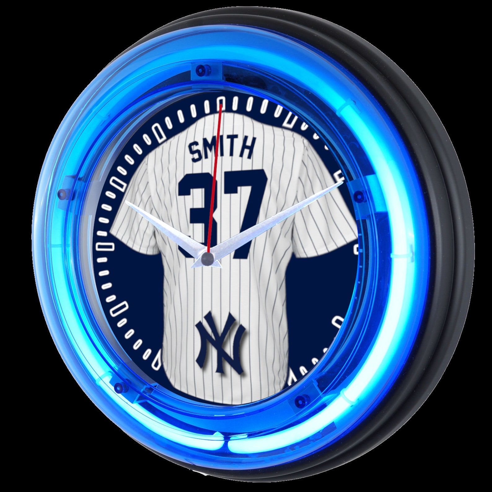 NY New York Yankees Jersey Blue Neon Clock 11 Custom Etsy