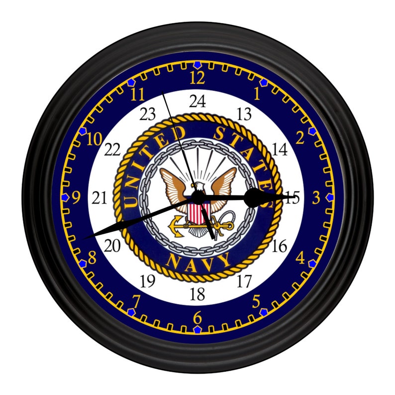 U.S. Navy Naval 24 Hour Customized Wall Clock Military United Etsy