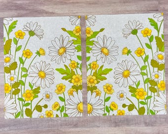 5 Daisies Floral Vintage Crepe Embossed Paper - 8.5" x 11" Sheets - Journal Paper - Scrapbooking - Journaling - Junk Journal Pages