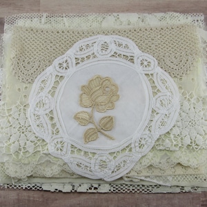 50 Piece Pack of Vintage Lace Remnants,Grab Bag,Lace Trim,Journals, Ephemera,Vintage Lace Bundle,Slow Stitch,Snippets,Vintage Trim Pieces