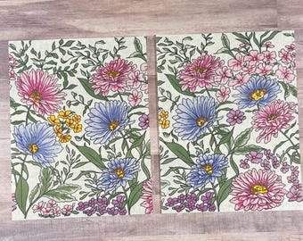6 Floral Vintage Crepe Embossed Paper - 8.5" x 11" Sheets - Journal Paper - Scrapbooking - Journaling - Junk Journal Pages