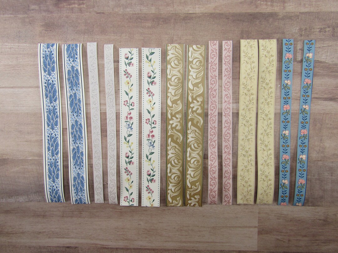 14 Mix Vintage Wallpaper Scraps Strips Junk Journal Supplies Junk