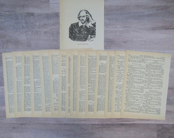 Vintage William Shakespeare - 15 Pages - Ephemera - Scrapbooking - Journaling - Junk Journal Pages