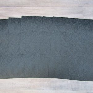 6 Black Brocade Embossed Journal Paper - Journal Paper- 8 1/2 by 11 - Scrapbooking-Journaling-Junk Journal Pages - Vintage Look Paper