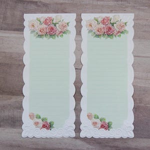 3 Vintage 1960s Roses Garden Pages Pad - Embossed Die-Cut Stationary 4 X 9 1/2 Roses Floral Pad-Gift Giving Journal Ephemera Crafting