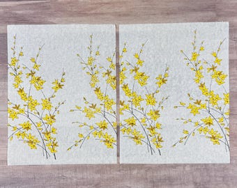 6 Yellow Floral Vintage Crepe Embossed Paper - 8.5" x 11" Sheets - Journal Paper - Scrapbooking - Journaling - Junk Journal Pages