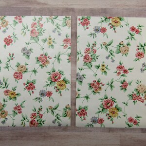5 Vintage Floral Paper Sheets - Journal Paper-Scrapbooking - Journaling - Junk Journal Pages - Aged Paper-Vintage Paper -Year 1950s