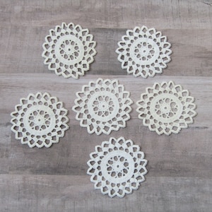 6 Vintage Crocheted Doilies Flowers - Junk Journal Embellishments - Junk Journal Flowers - Handmade Paper Flower