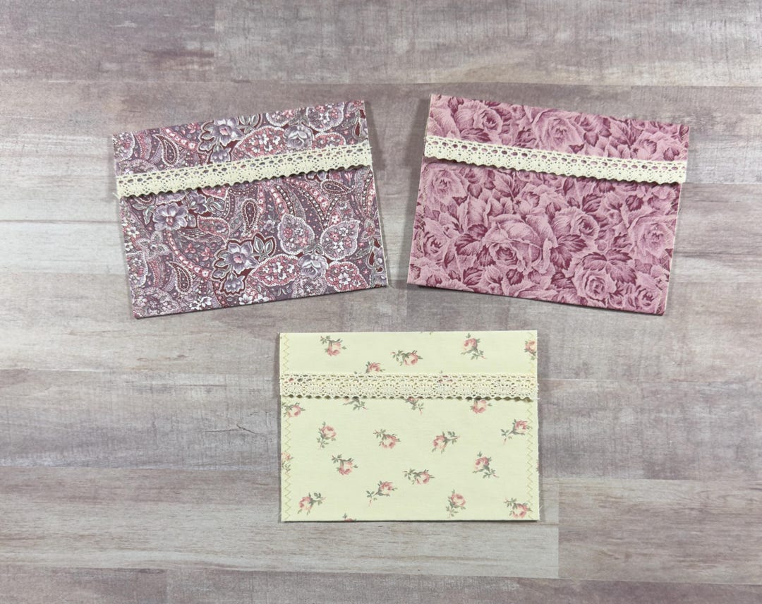 3 Handmade Floral Fabric Envelope-sewing Envelope-junk Journal ...