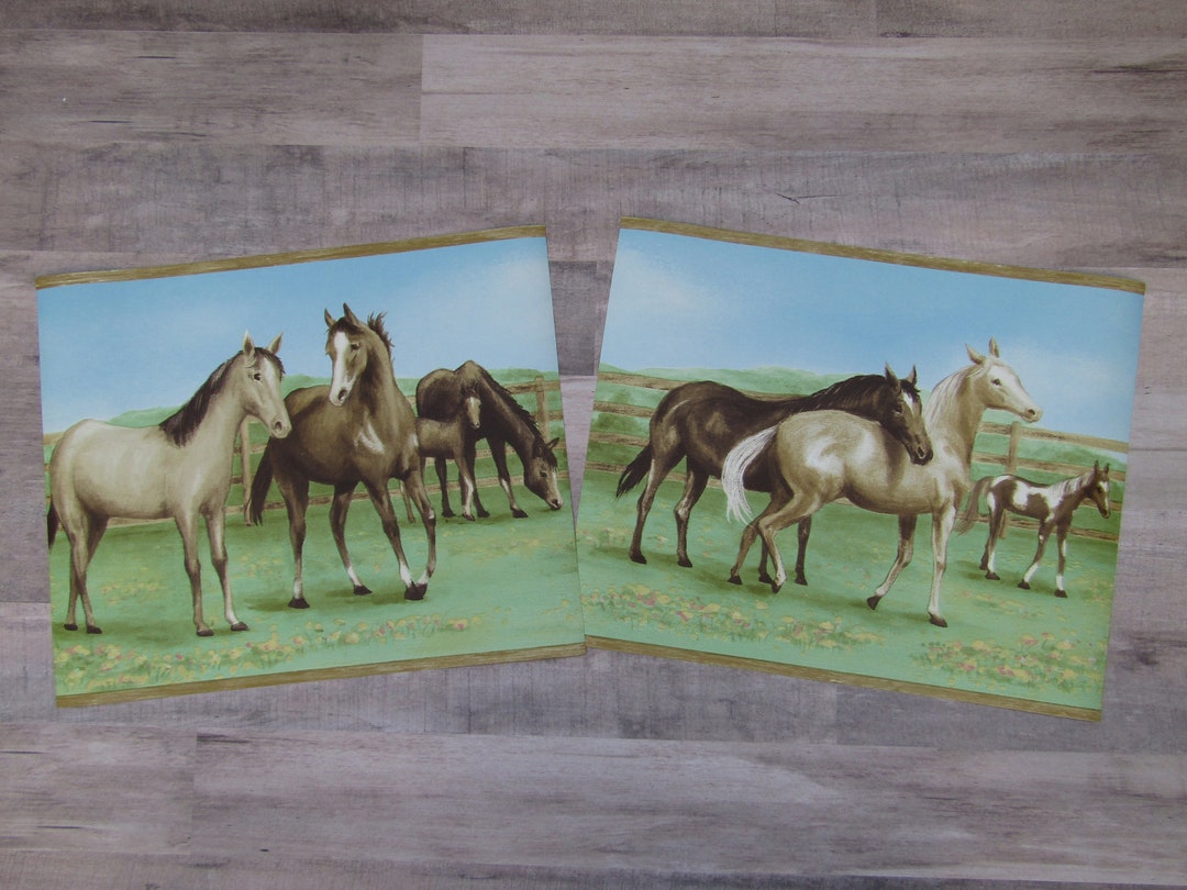 2 Vintage Horses Wallpaper Wallpaper 8 1/2 by 11 Journal Paper
