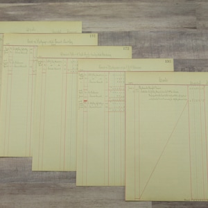 5 Authentic Vintage Lerger Paper Sheets-Year 1906-1908 Journal Paper-Scrapbooking-Journaling - Junk Journal Pages - Aged Paper-Vintage Paper