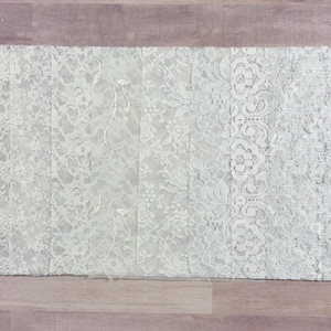 10 Vintage Lace Pack Variety Whites - Flat Lace 8 1/2 X 11 - Vintage Lace Floral Fabrics - Vintage Linen Lot - Junk Journal Lace