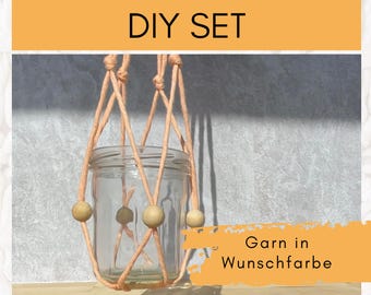 DIY Set Makramee Teelichthalter hängend | Makramee DIY Set für Anfänger | Kreatives Bastelset für individuelle Dekoideen