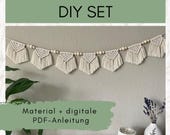 DIY Set Makramee Girlande inkl. digitaler Anleitung für Anfänger und Fortgeschrittene, Makramee Wimpelkette DIY