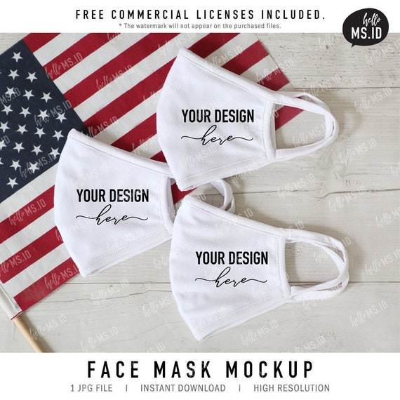 Download Face Mask Mock Upwhite Face Mask Mock Upjuly 4th Face Mask Etsy