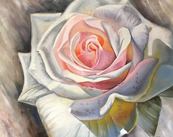 Rose Painting Floral Original Art Flower Artwork Rose Wall Art Large Painting 24 x 32 Inches by ArtByBrencane