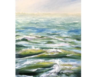 Michigan Painting Chicago Original Art Chicago Skyline Wall Art 28 by 20 Inches By ArtByBrencane