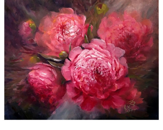 Peony Painting Floral Original Art Abstract Flower Painting Floral Wall Art 16 by 20 by ArtByBrencane Peony Painting Floral Original Art Abstract Flower Painting Floral Wall Art 16 by 20 by ArtByBrencane