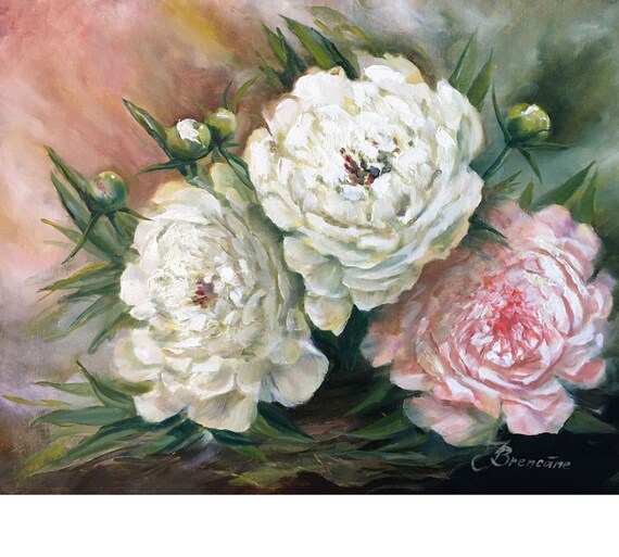 Peony Painting Floral Original Art Abstract Flower Painting Floral Wall Art 16 by 20 by ArtByBrencane Peony Painting Floral Original Art Abstract Flower Painting Floral Wall Art 16 by 20 by ArtByBrencane