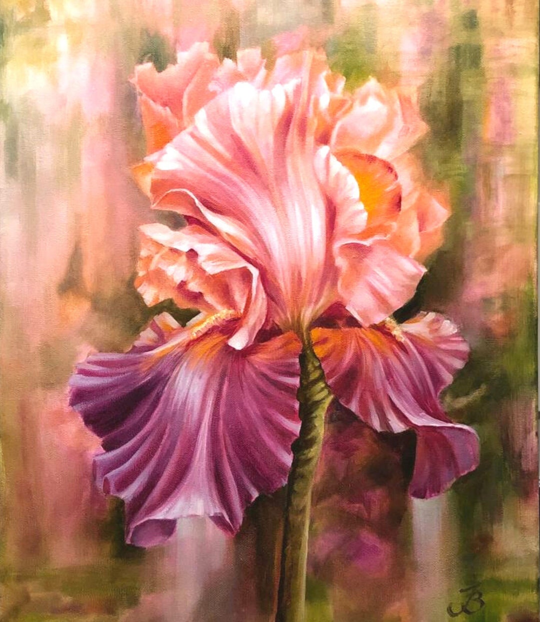 Irises Painting Floral Original Art Purple Flower Artwork Large Wall ...