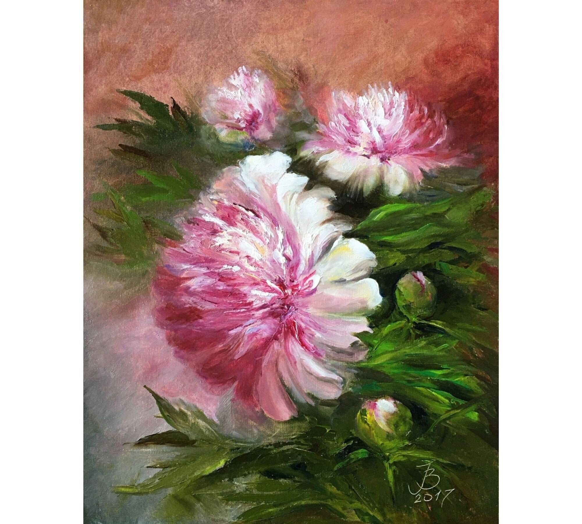 Peony Painting Floral Original Art Abstract Flower Painting Floral Wall Art 16 by 20 by ArtByBrencane Peony Painting Floral Original Art Abstract Flower Painting Floral Wall Art 16 by 20 by ArtByBrencane