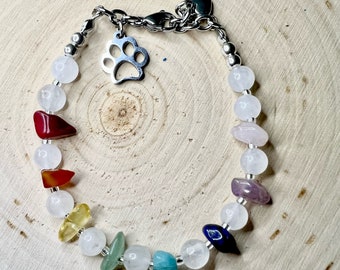Rainbow Bridge Crystal Pet Memorial Bracelet With Paw Charm - Etsy