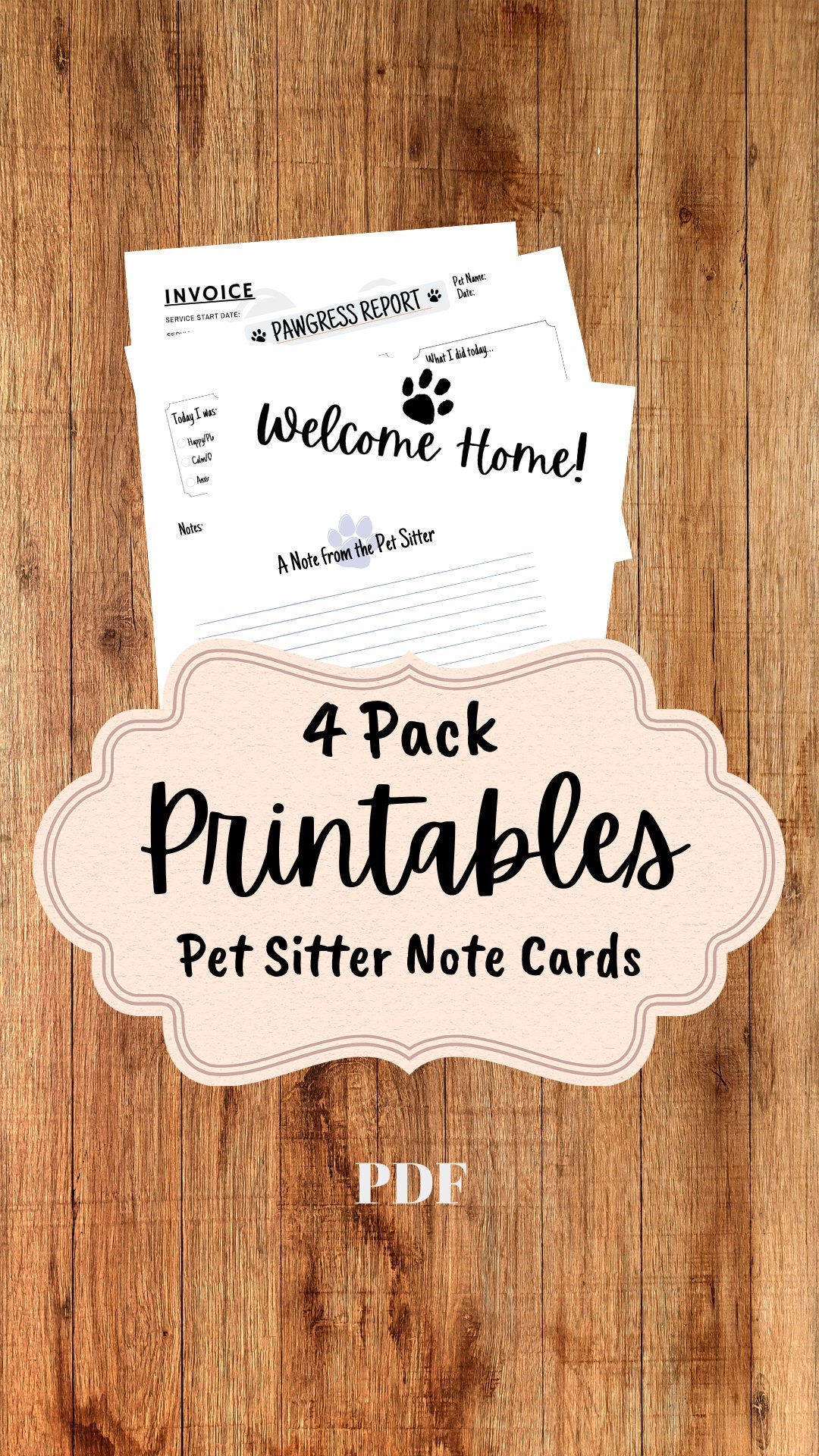 Pets Design Note Pet Sitter Note Card Forms - Etsy