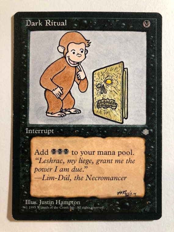 Curious George Dark Ritual Magic the Gathering MTG Alter Set of 4 Gift  Nerdy Unique Custom Art Funny Monkey Horror Birthday Commander EDH - Etsy