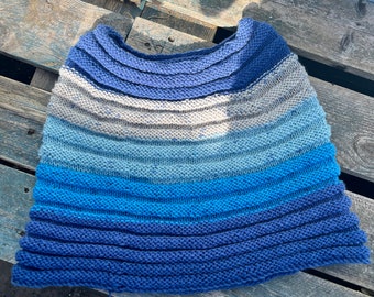 Handmade blue style striped poncho