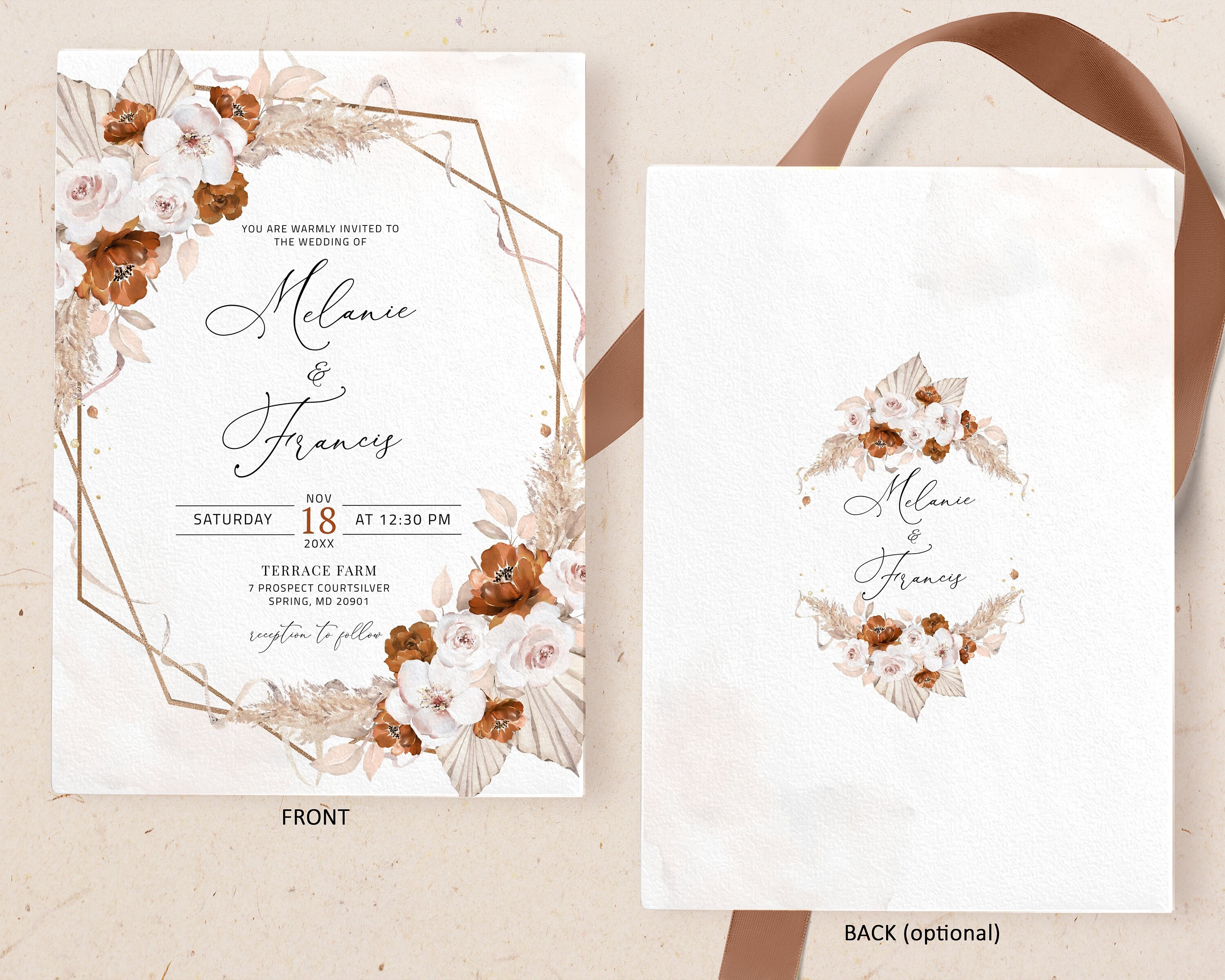Rust Wedding Invitation Rust invitation Wedding Bundle Burnt Etsy